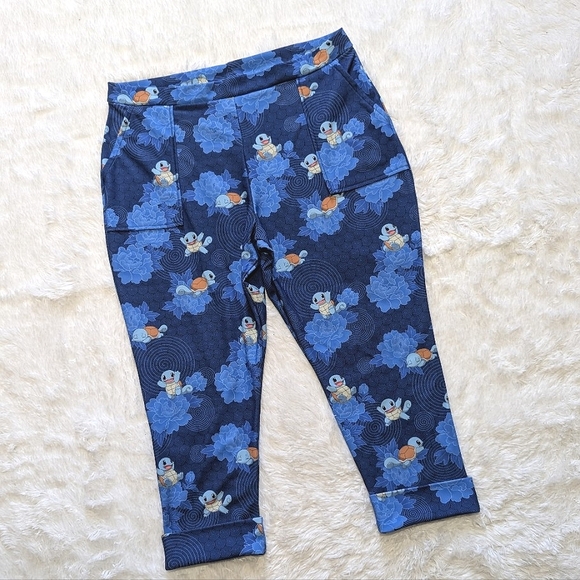 Blackmilk Pokemon Blue Squirtle Flowers Cuffed Pants Size XXL - Picture 5 of 14